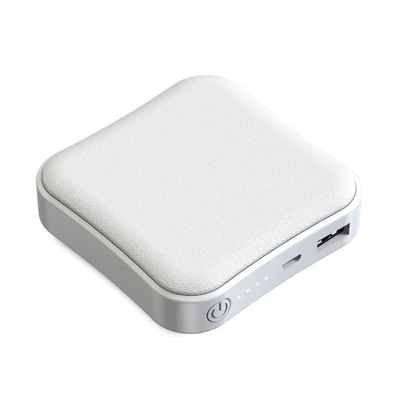 8,000mAh Mini Power Bank — Compact Portable Charger with LED Light in Pink & Black