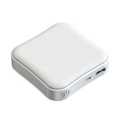 8,000mAh Mini Power Bank — Compact Portable Charger with LED Light in Pink & Black