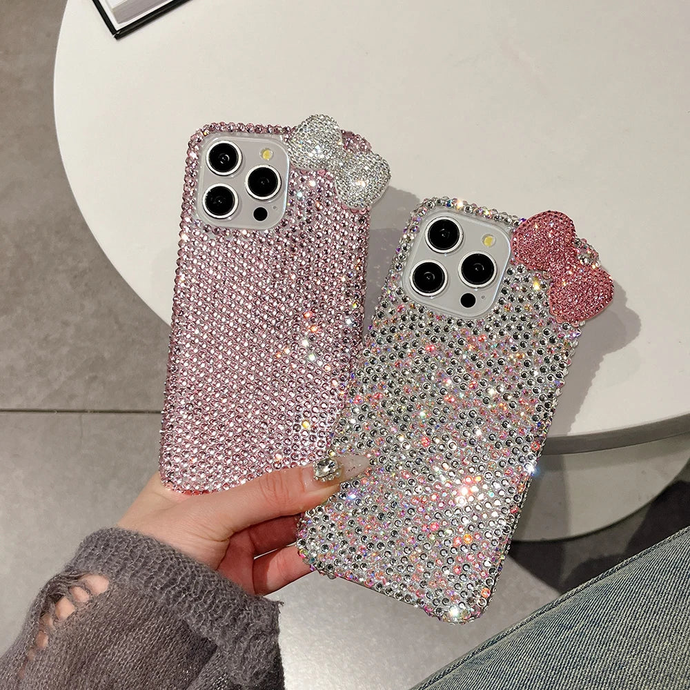 3D Bow Glitter Case — Crystal Diamond Bling Cover for iPhone