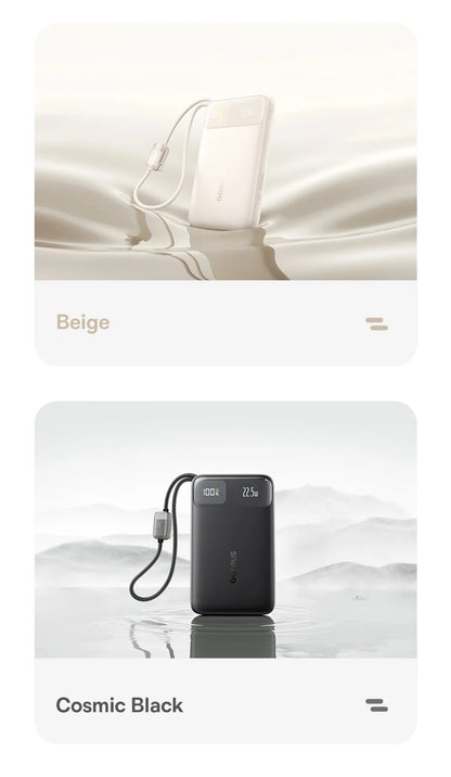Baseus 10,000mAh Power Bank — 22.5W Fast Charging with Dual Built-In USB-C Cables