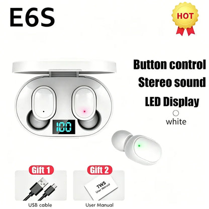 E6S Wireless Earbuds — Bluetooth 5.1 TWS with Digital Battery Display