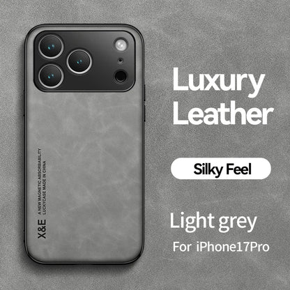 Luxury Leather iPhone Case — Magnetic with Metal Plate & Car Mount Support
