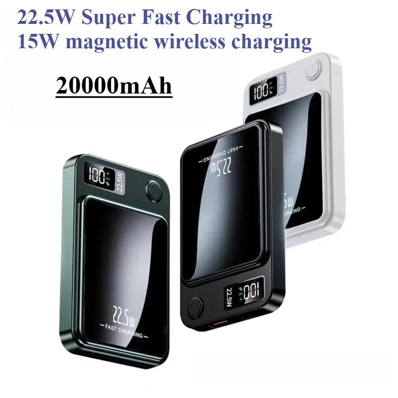 20,000mAh Magnetic Power Bank — 20W PD Fast Charging & 15W MagSafe Wireless
