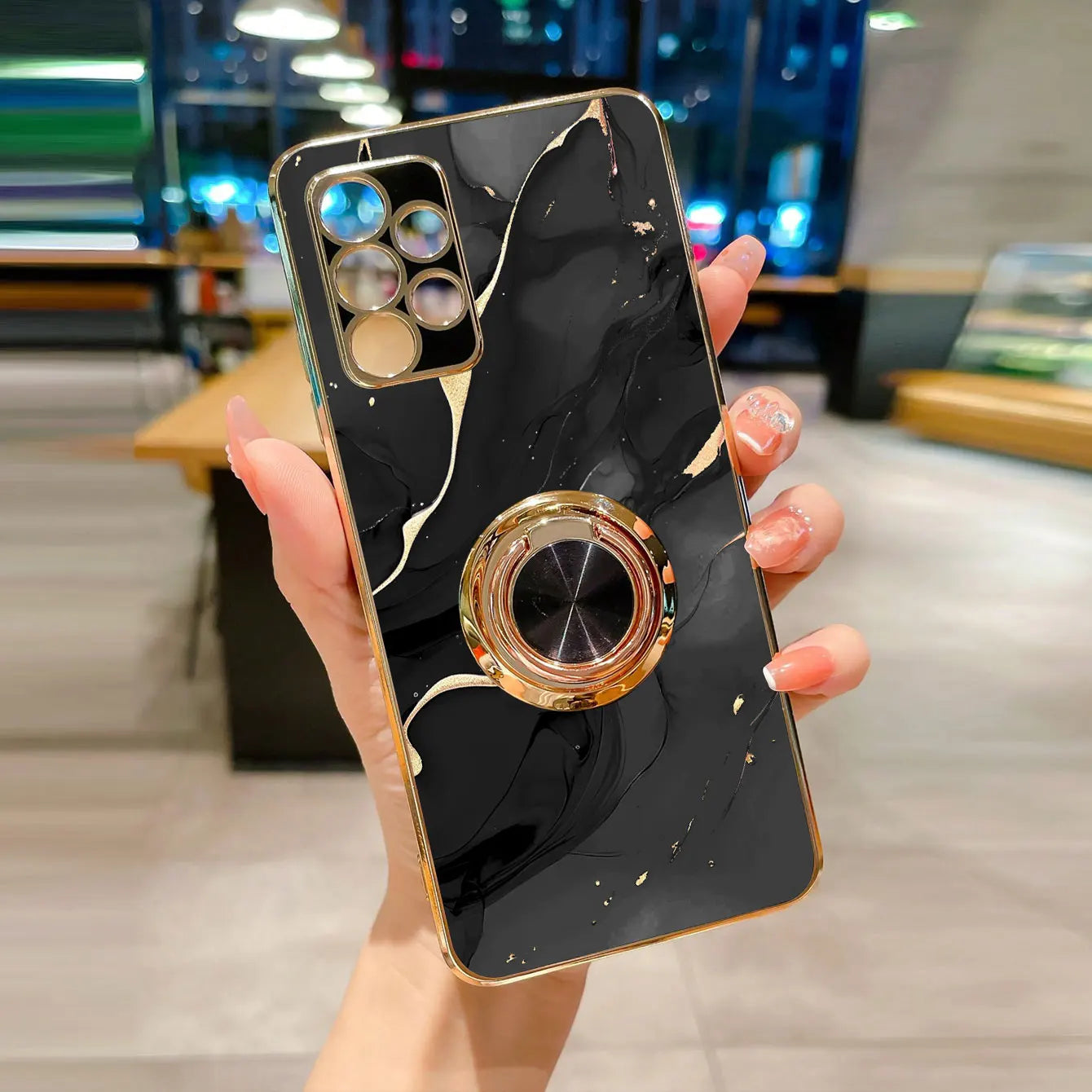 Luxury Marble Ring Holder Samsung Galaxy Case — Plating 360° Stand Cover