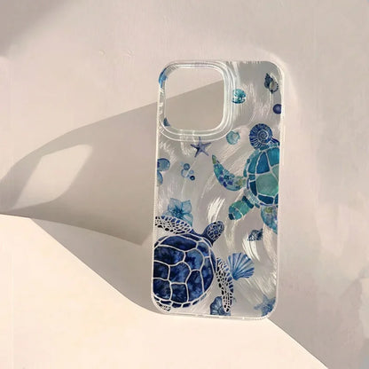 Turtle Print Case — Matte Chiffon Texture Full Coverage Cover for iPhone