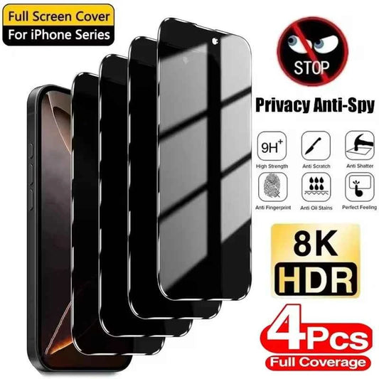 Privacy Screen Protector for iPhone — 4-Pack Anti-Spy Tempered Glass