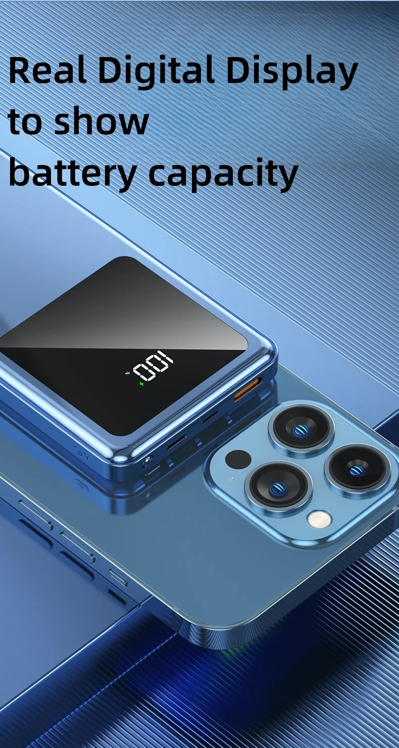 20,000mAh Power Bank with Built-In Cables — 65W PD Fast Charging & Digital Display
