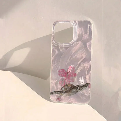 Turtle Print Case — Matte Chiffon Texture Full Coverage Cover for iPhone