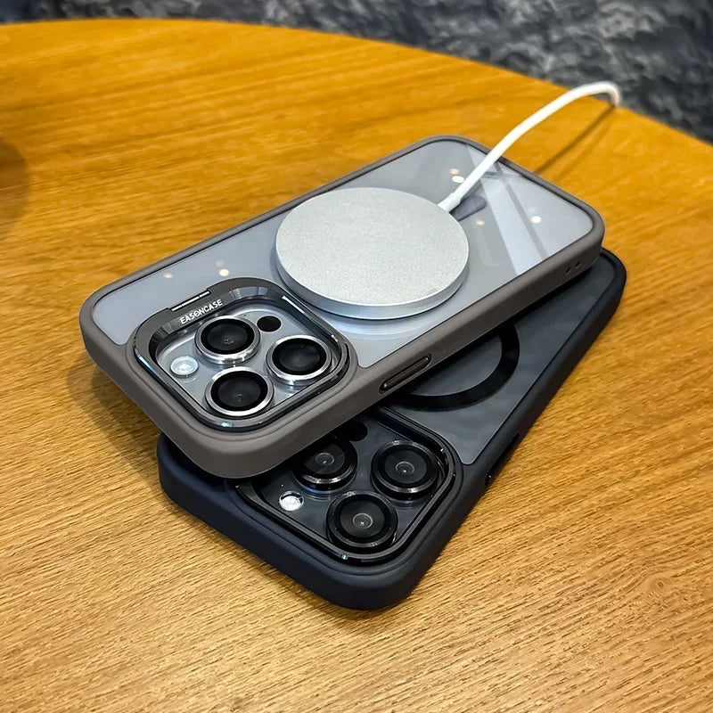 Magnetic Clear Case with Stand — MagSafe Shockproof with Camera Lens Protection