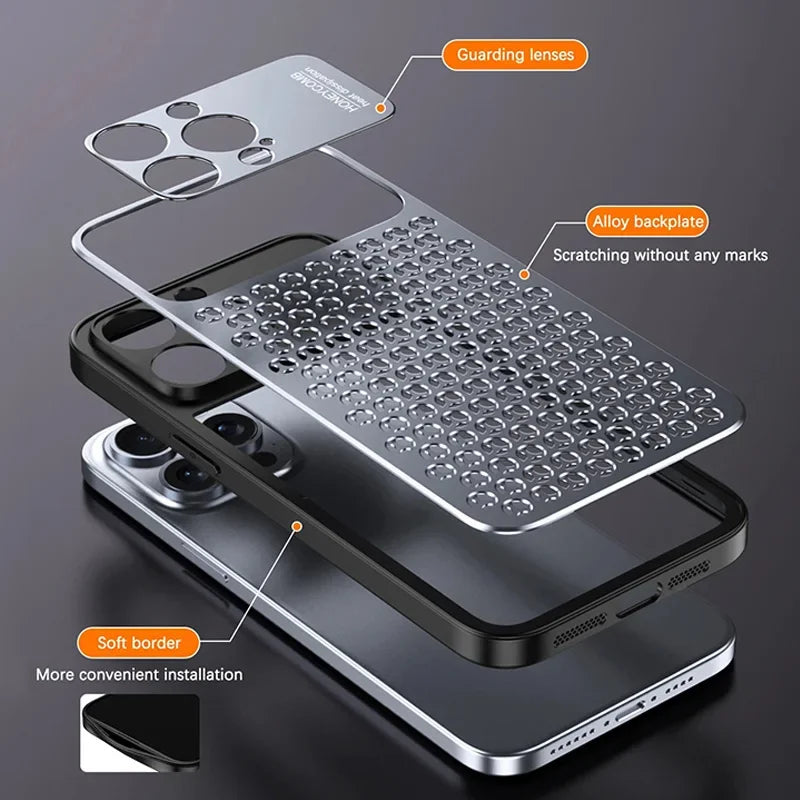 Aluminium Perforated Case — Breathable Metal Cooling Cover for iPhone