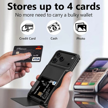 Wallet Case with Hidden Card Slot — Dual Layer Shockproof Protection