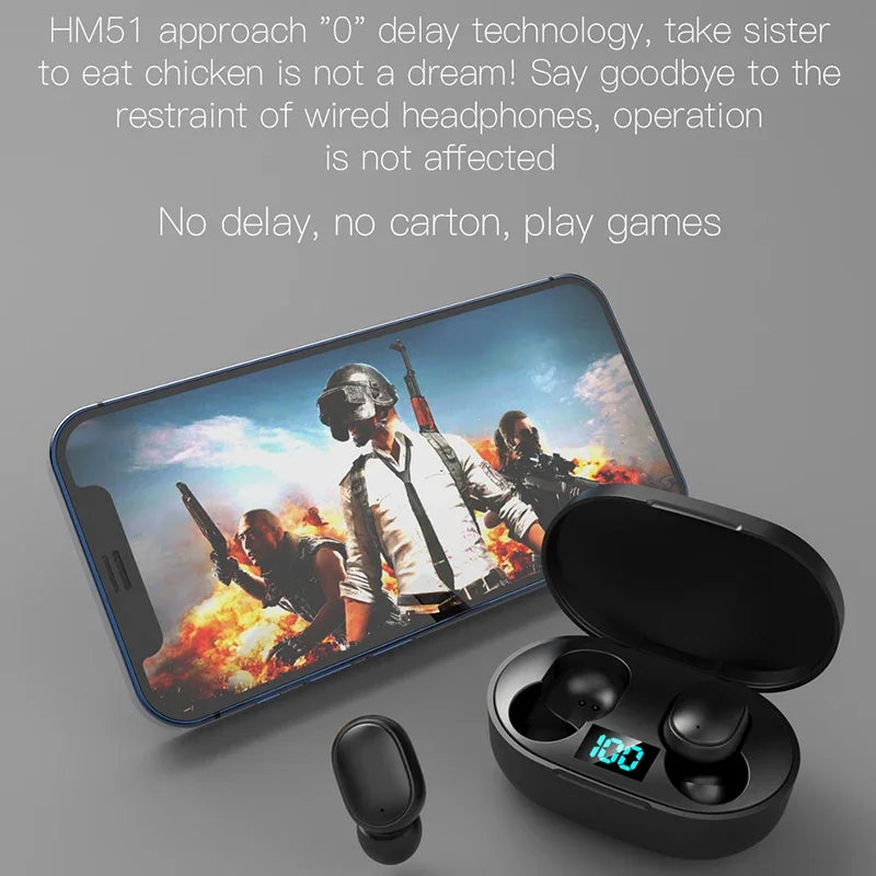 E6S Wireless Earbuds — Bluetooth 5.1 TWS with Digital Battery Display