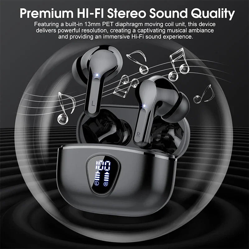 Wireless Earbuds — Bluetooth 5.3 with ENC Noise Cancelling & LED Battery Display