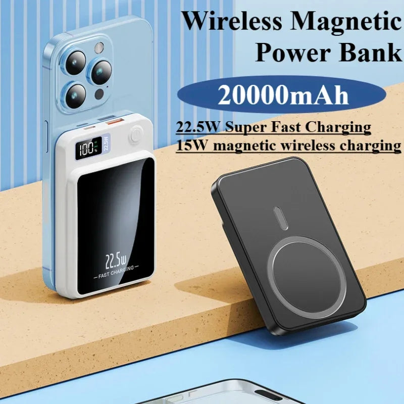 20,000mAh Magnetic Power Bank — 20W PD Fast Charging & 15W MagSafe Wireless