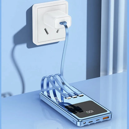 20,000mAh Power Bank with Built-In Cables — 65W PD Fast Charging & Digital Display