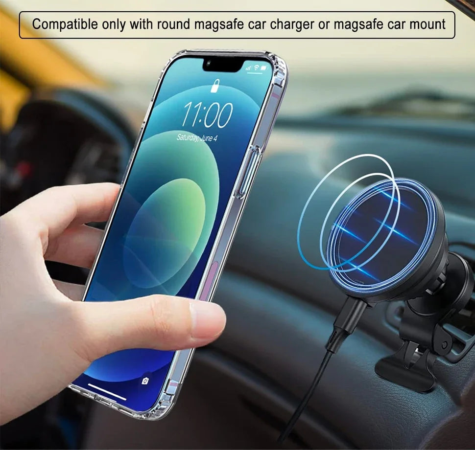 Clear MagSafe Case with Kickstand — Magnetic Wireless Charging Cover