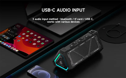 MLOVE P3 Outdoor Bluetooth Speaker — 40W IPX7 Waterproof with RGB Lighting