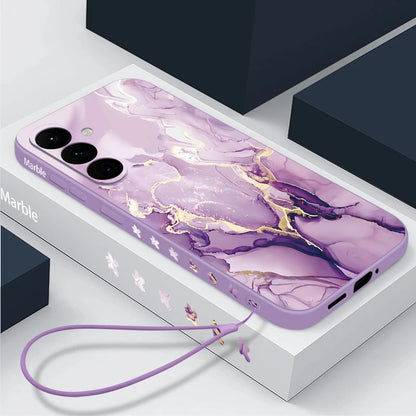 Matte Silicone Samsung Case with Lanyard — Shockproof Soft Cover