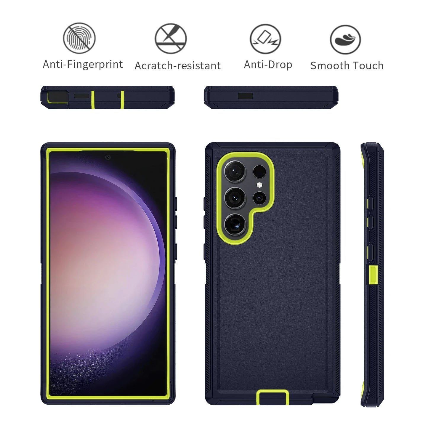جراب حماية مدرّع لهاتف Samsung Galaxy – غطاء صلب مقاوم للصدمات مزدوج الطبقات من البولي كربونات والبولي يوريثان الحراري