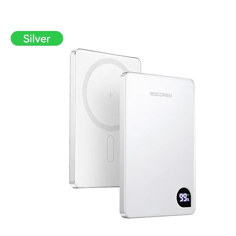 Rocoren Slim Magnetic Power Bank — 20W MagSafe Wireless Charger, 5,000 or 10,000mAh