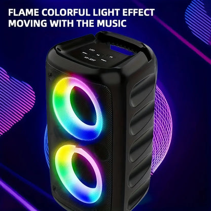 Portable Karaoke Speaker with Microphone — Bluetooth, FM Radio & LED Lights
