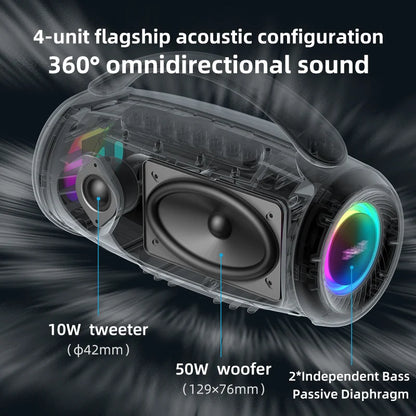 Zealot P12 Portable Bluetooth Speaker — 60W IPX6 Waterproof with Carry Handle