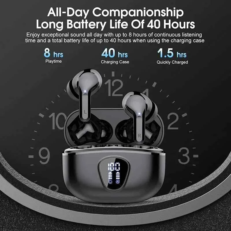 Wireless Earbuds — Bluetooth 5.3 with ENC Noise Cancelling & LED Battery Display