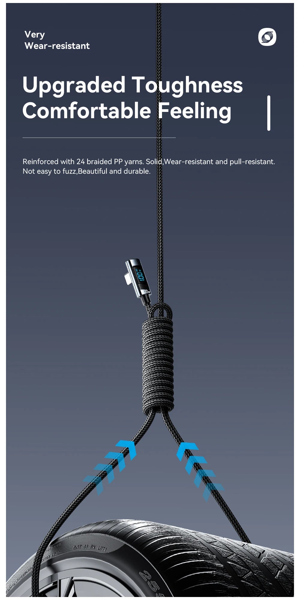 Essager 100W USB-C Cable — Right Angle with Power Display & E-Marker Chip