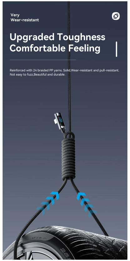 Essager 100W USB-C Cable — Right Angle with Power Display & E-Marker Chip