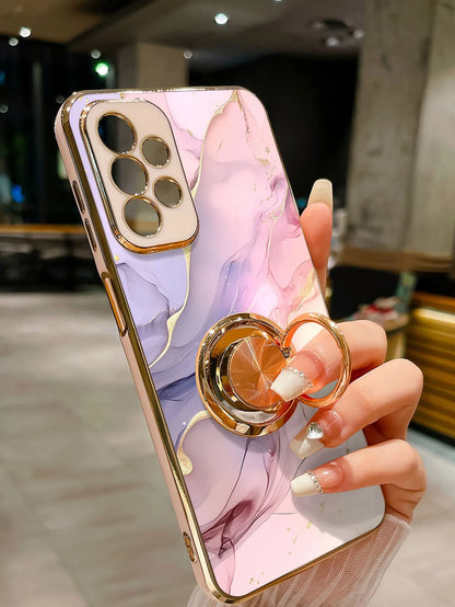 Luxury Marble Ring Holder Samsung Galaxy Case — Plating 360° Stand Cover