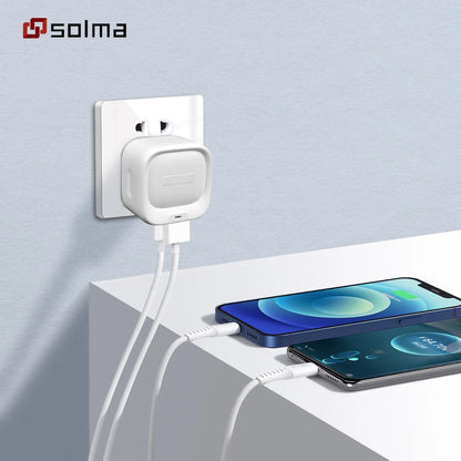 Compact UAE Plug Wall Charger — Dual Port USB-C & USB-A