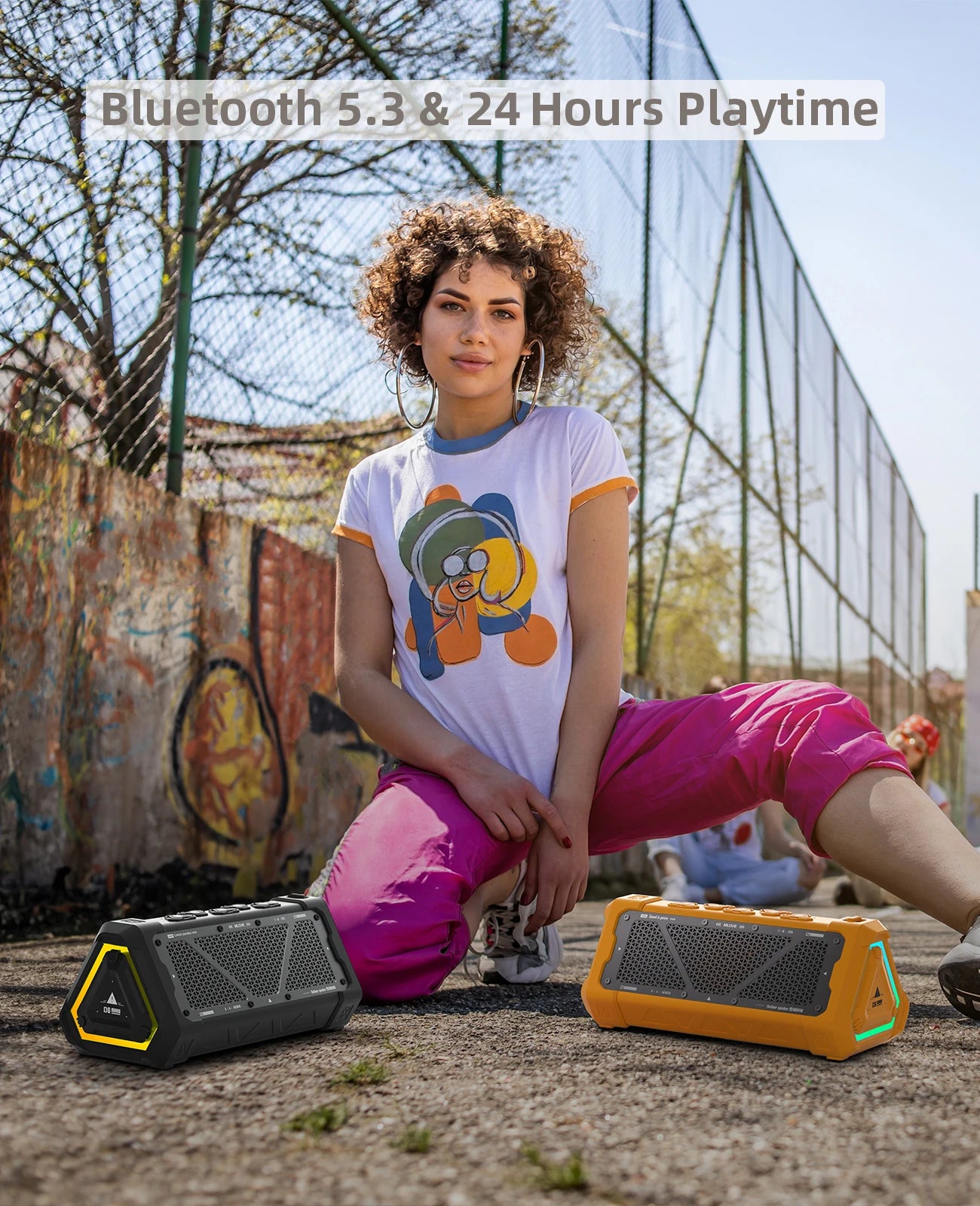 MLOVE P3 Outdoor Bluetooth Speaker — 40W IPX7 Waterproof with RGB Lighting