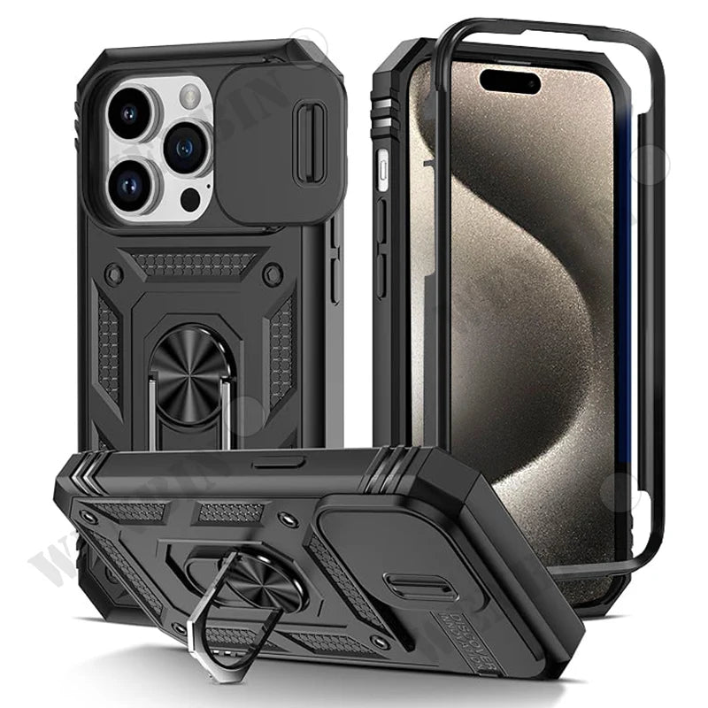 Heavy Duty Case with 360° Kickstand — Full Coverage Protection with Camera Cover