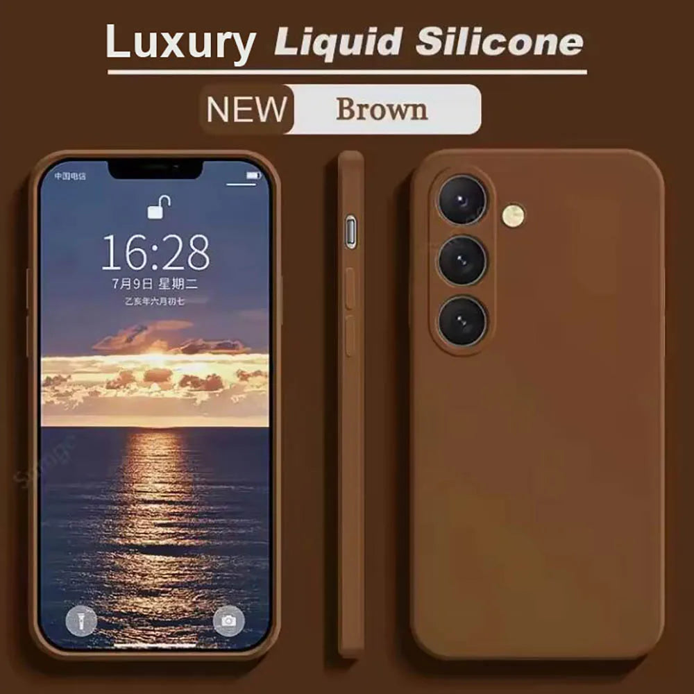 Liquid Silicone Samsung Galaxy Case — Camera Lens Protector Soft Cover