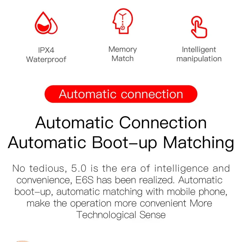 E6S Wireless Earbuds — Bluetooth 5.1 TWS with Digital Battery Display