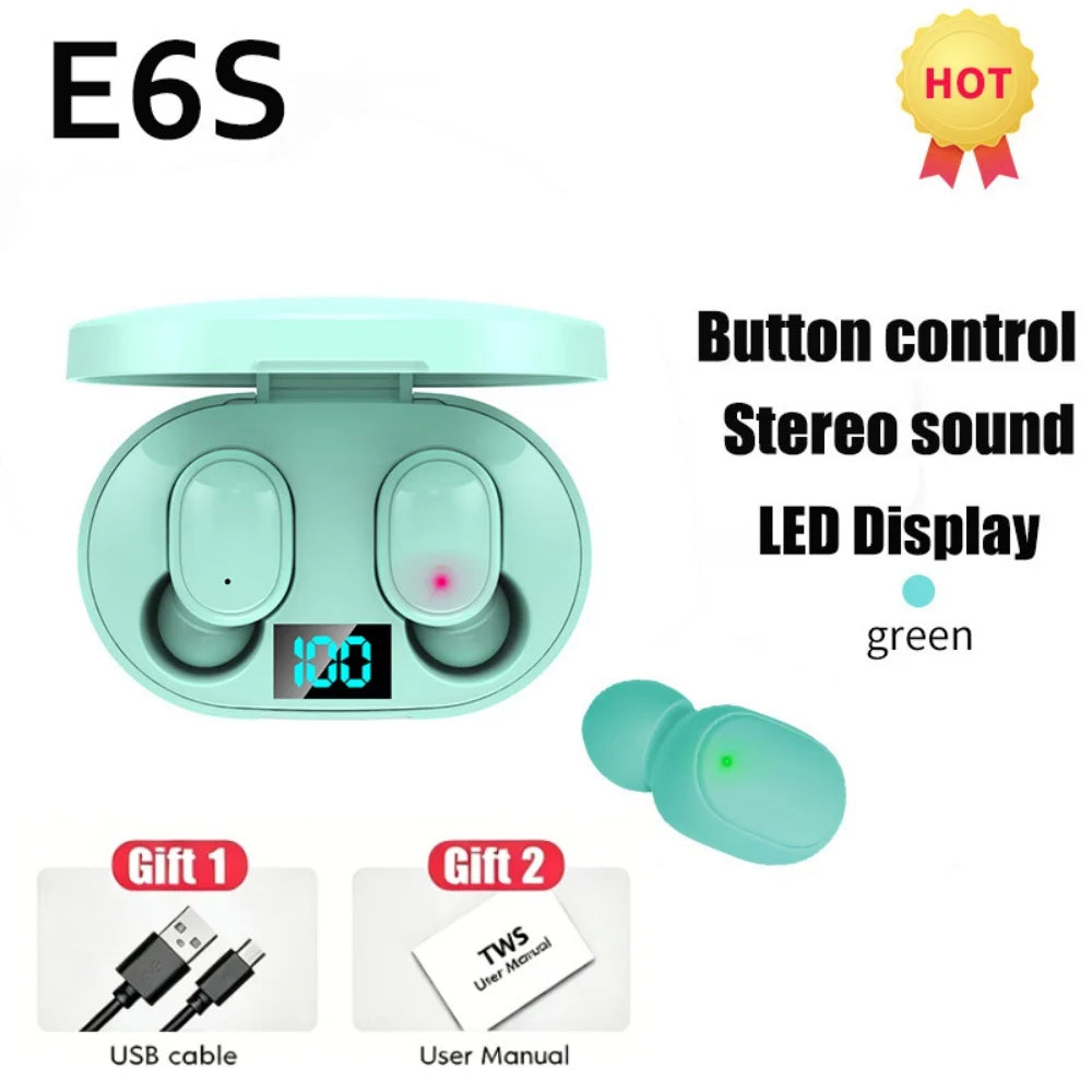 E6S Wireless Earbuds — Bluetooth 5.1 TWS with Digital Battery Display