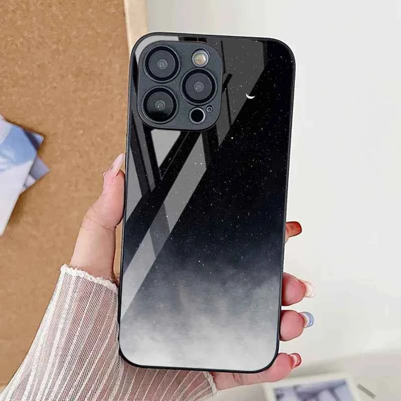 Marble Tempered Glass iPhone Case — Luxury Shockproof Cover