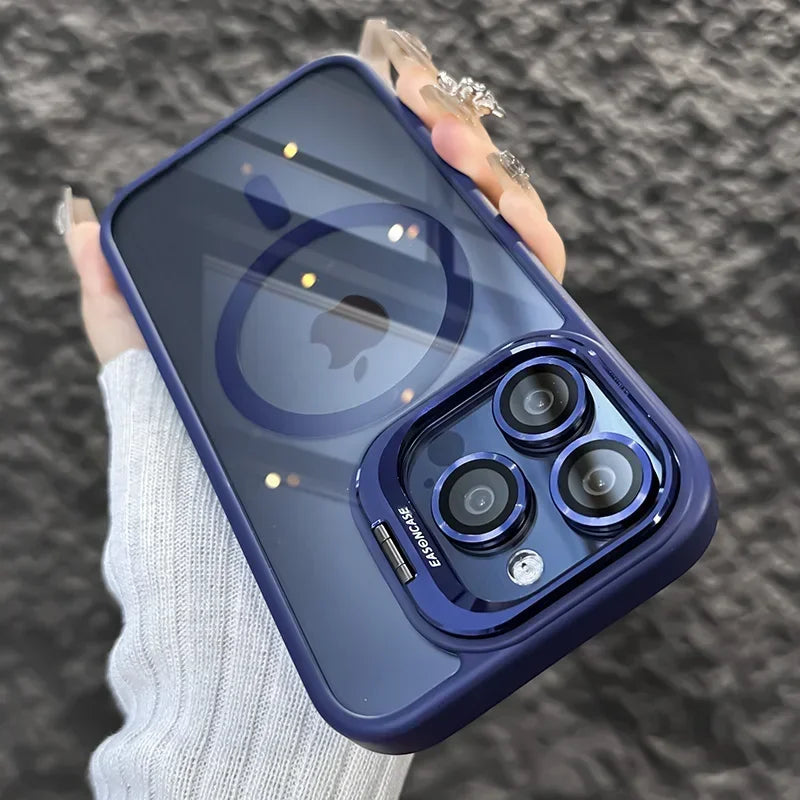 Magnetic Clear Case with Stand — MagSafe Shockproof with Camera Lens Protection