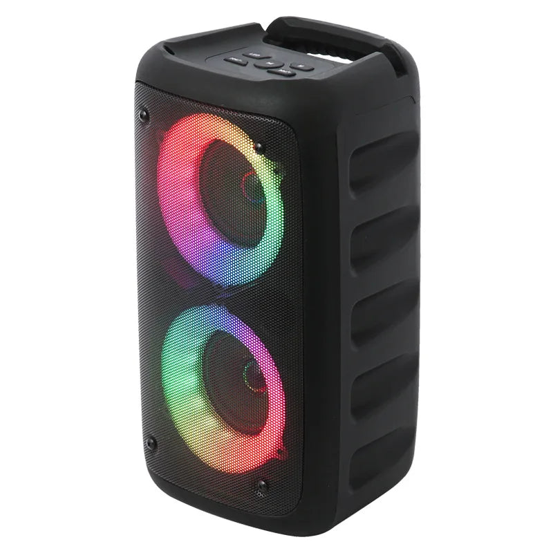 Portable Karaoke Speaker with Microphone — Bluetooth, FM Radio & LED Lights