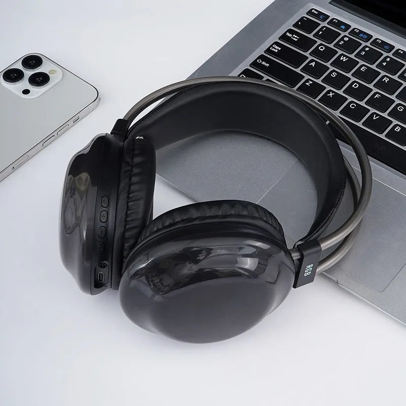 RGB Gaming Headphones — Wireless Bluetooth 5.3 Over-Ear with HD Mic