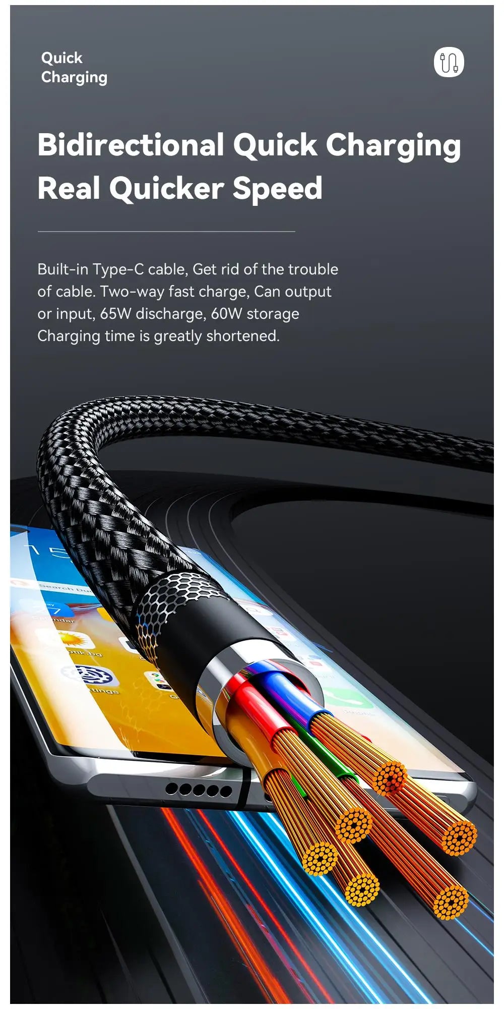 Essager 100W USB-C Cable — Right Angle with Power Display & E-Marker Chip