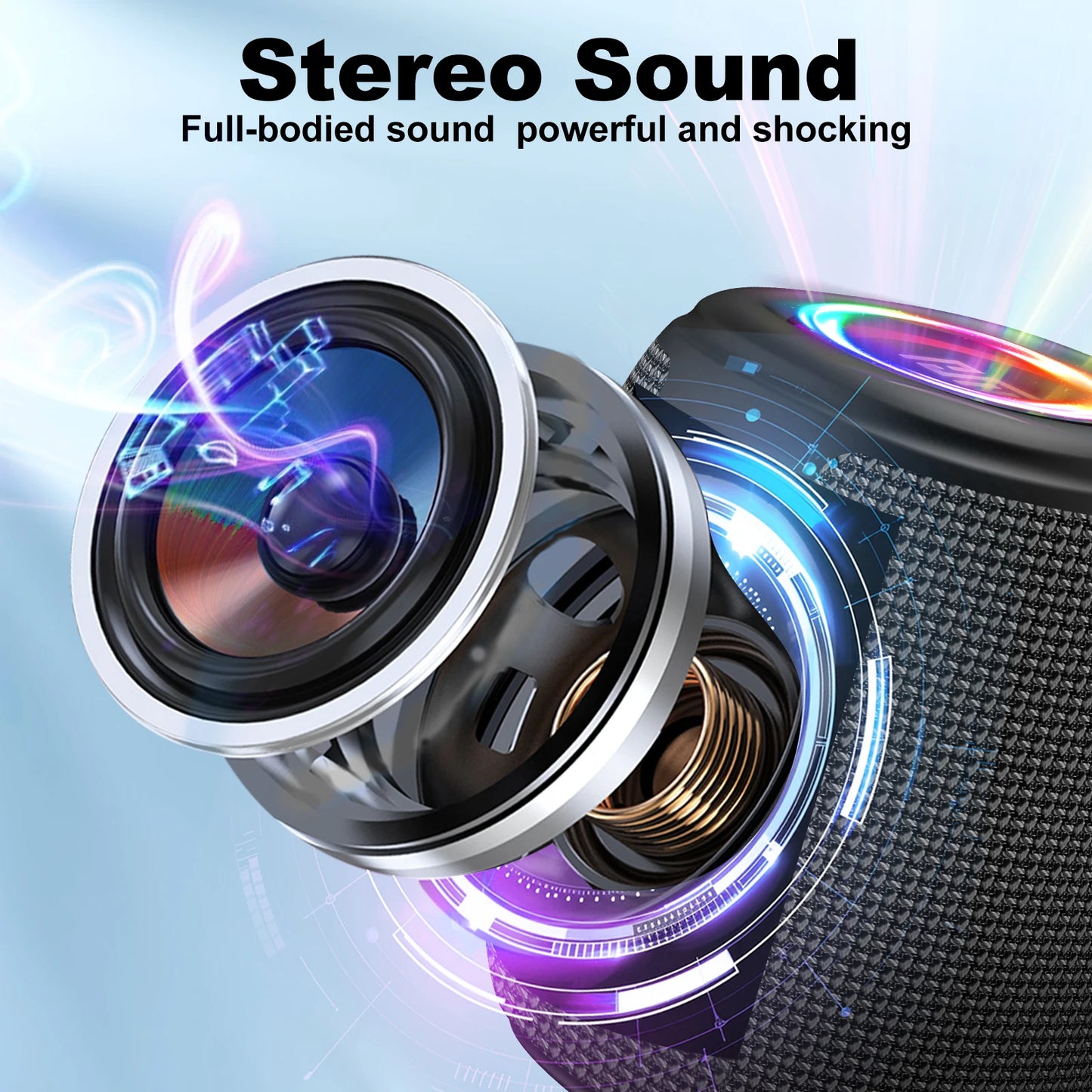 Portable Bluetooth Speaker — 5W with RGB Lights, TWS Pairing & IPX4 Splash Resistance