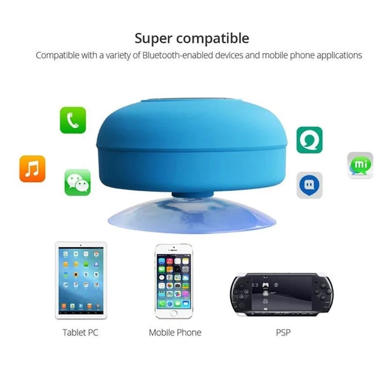Waterproof Shower Speaker — Portable Bluetooth Speaker with Suction Cup