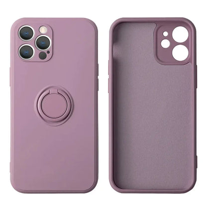 Liquid Silicone Ring Holder iPhone Case — Magnetic Bracket Shockproof Cover