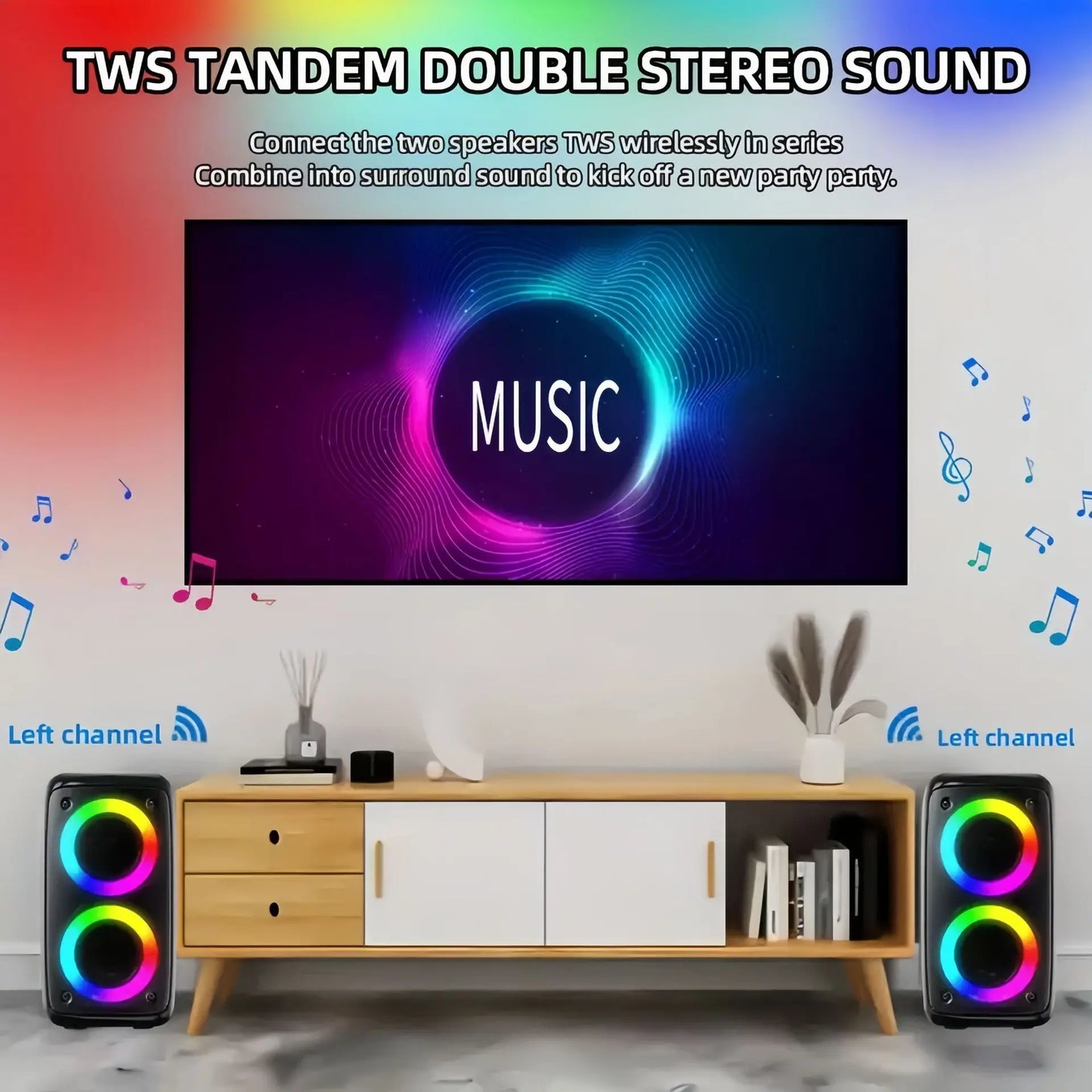Portable Karaoke Speaker with Microphone — Bluetooth, FM Radio & LED Lights