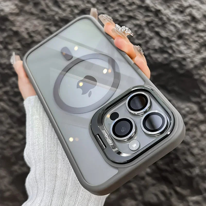 Magnetic Clear Case with Stand — MagSafe Shockproof with Camera Lens Protection