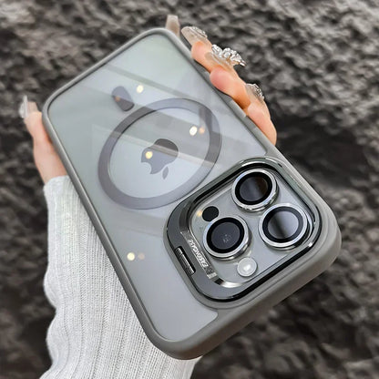 Magnetic Clear Case with Stand — MagSafe Shockproof with Camera Lens Protection