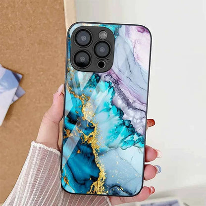 Marble Tempered Glass iPhone Case — Luxury Shockproof Cover