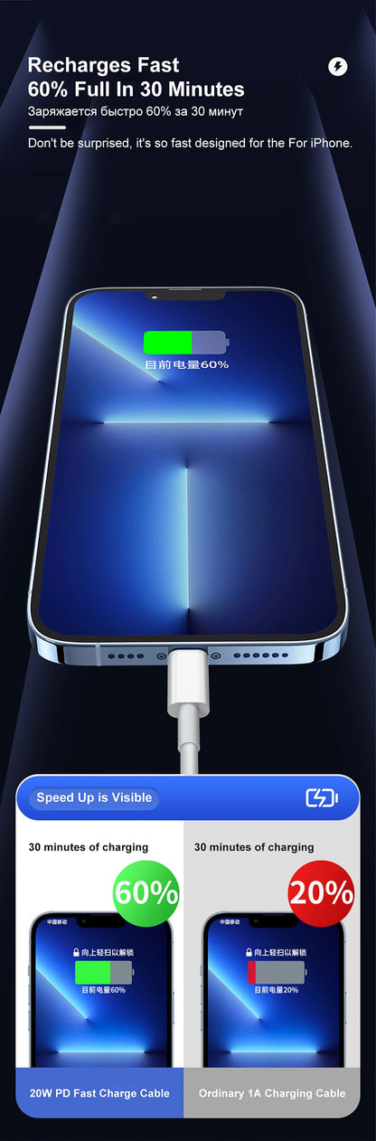 USB-C to Lightning Cable — 27W PD Fast Charging for iPhone