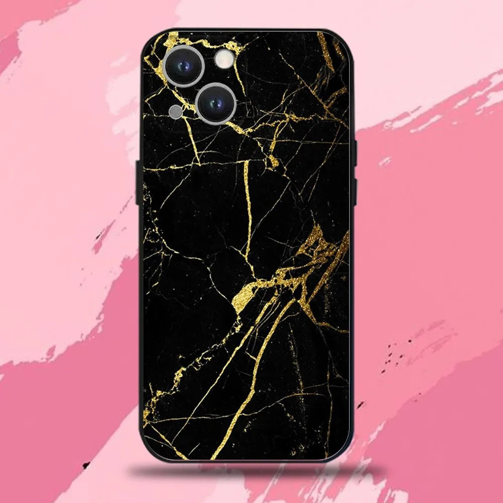 Black Gold Marble Case — Soft TPU Full Coverage Cover for iPhone